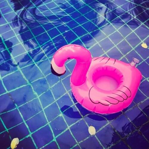1PCS Mini Flamingo Floating Inflatable Drink Can Cell Phone Holder Stand Pool Swimming Bath Party Kids Float Toys
