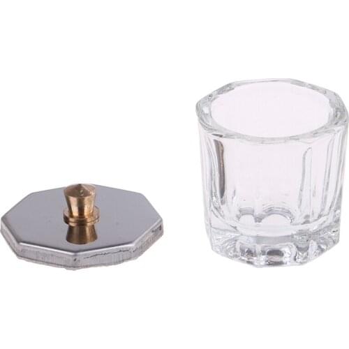 Acrylic Nail Crystal Glass Dappen Dish Bowl Cup With Cap Liquid Powder Manicure Nail Art Tools Acrylic Powder Liquid Cups