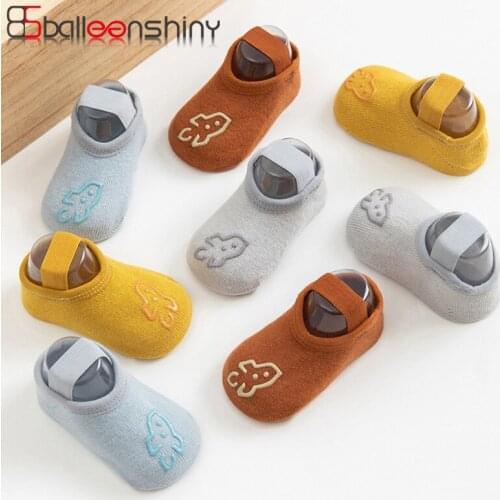 Balleenshiny 2021 New Baby Socks Cartoon Printed Rubber Banding Infant Toddler Socks Short Tube Non-slip Children Floor Socks