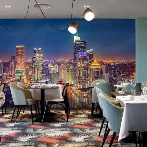 Beibehang Custom City night scenery photo wallpaper extension space net celebrity background mural wall paper office restaurant