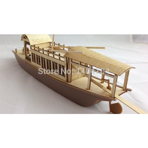 Free shipping Laser-cut wood ship model kit chinese Gaily-painted Pleasure-boat strypped-down antique emperor sightseeing boat
