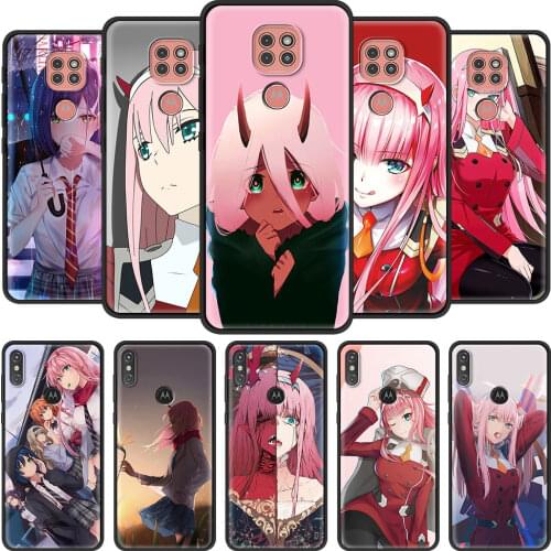 Phone Case for Motorola Moto G9 Play One Fusion Plus G8 Power G Stylus Hyper E7 Edge Lite Black Cover FranXX Anime