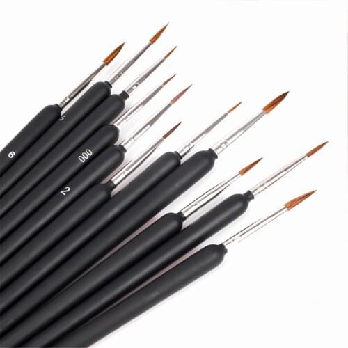 Detail Paint Brushes Set of 10 Fine Detail Brush Set for Miniature Models and Canvases Synthetic Bristles Small Paint Brushes