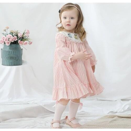 Kids Dresses for Girls Costume Solid Pink Clothes 1st Birthday Dress for Baby Girl