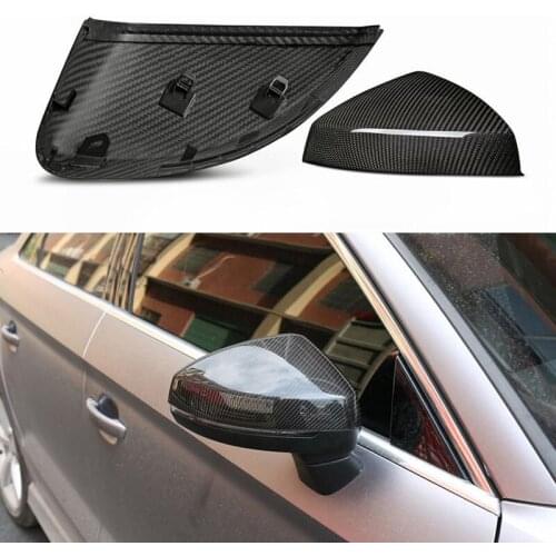 For Audi RS3 A3 8V S3 Carbon Mirror Cover Rear View With & Without Lane Side Assist Replacement Gloss Black 2014-2017 2018 2019