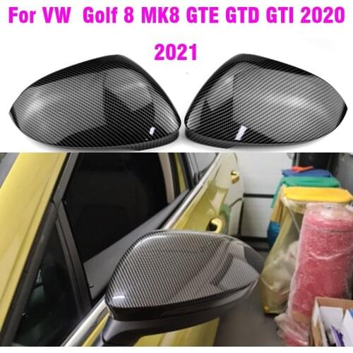For VW Golf 8 MK8 2020 2021 Mirror Covers Caps RearView Mirror Case Cover Carbon Look Bright Black Covers