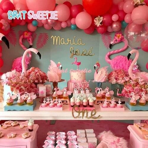 Flamingo Party Balloons Paper Plates Girl 1st Birthday Party Decorations Kids Tropical Summer Hawaiian Party Tableware Supplies