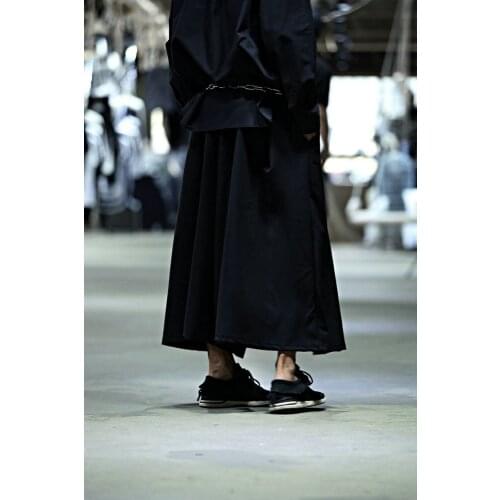 Korean autumn youth new style solid color loose personality trend wide leg pants casual pants mens skirt pants show dress stage