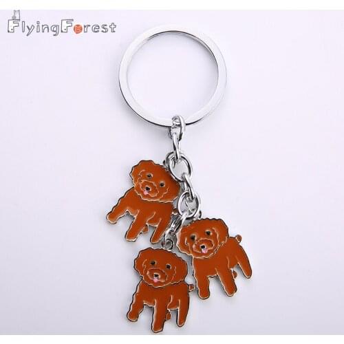 2019 Metal Dog Jewelry Poodle PET Dog Key Chain Key Ring Pom Gift For Women Girl Bag Charm Keychain Pendant Jewelry Wholesale