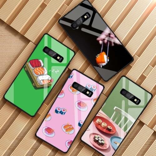 Cute Japanese sushi Tempered Glass Phone Case For Samsung Galaxy S8 S9 S10 S20 PLUS J6 J8 2018 NOTE 8 9 10 Cover Shell
