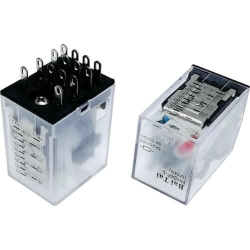 MY4P HH54P MY4NJ Relay Coil General DPDT Micro Mini Electromagnetic Relay Switch with LED AC 220V DC 12V 24V