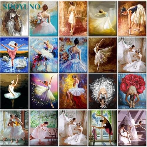 SDOYUNO 60x75cm DIY Oil Painting By Numbers On Canvas Dancer Frameless Paint By Numbers Figure Digital Painting Home Decor