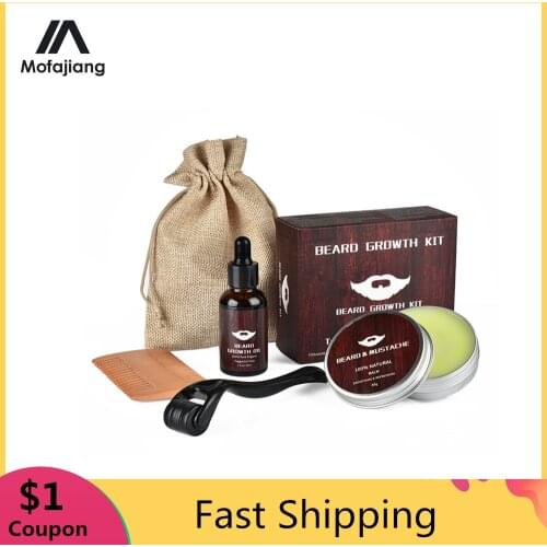 Derma Roller Beard Growth Kit Mens Beard Growth Oil Nourishing Enhancer Beard Serum Beard Care Comb Facial Roller Beard Balm