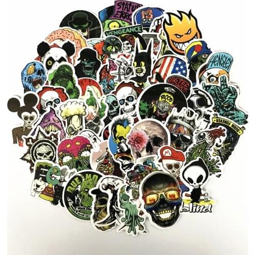 50 Pcs/lot skull 2021 Stickers Decal For Snowboard Laptop Luggage Car Fridge DIY Styling Vinyl Home Decor Pegatina