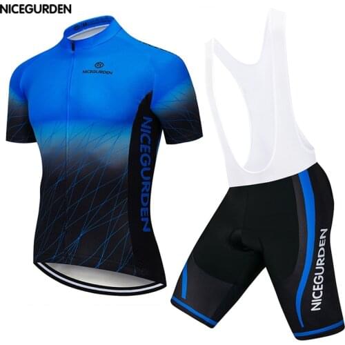 NICEGURDEN Cycling Wear Short Sleeve Cycling Team Uniform Set Sports Strap Breathable Mountain Bike Cycling Shirt Cycling Jersey