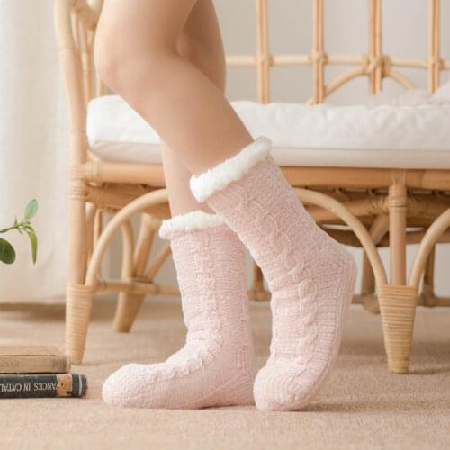 Winter Indoor Floor Socks Bedroom Silicone Non-slip Womens Slippers Sock Cute Fuzzy Socks Women Kawaii Christmas Gifts