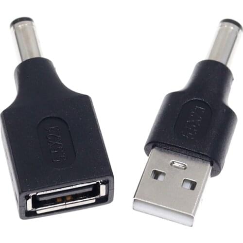 USB A To 5.5*2.1mm DC Jack Adapter Connector for Router Mini Fan Speaker DC 5.5x2.1mm Male to USB Power Plug Converter
