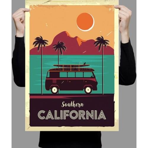 W414 Silk Fabric Poster Wall Art Decor CALIFORNIA VINTAGE Trend Fashion Decoration Bright Christmas Gift
