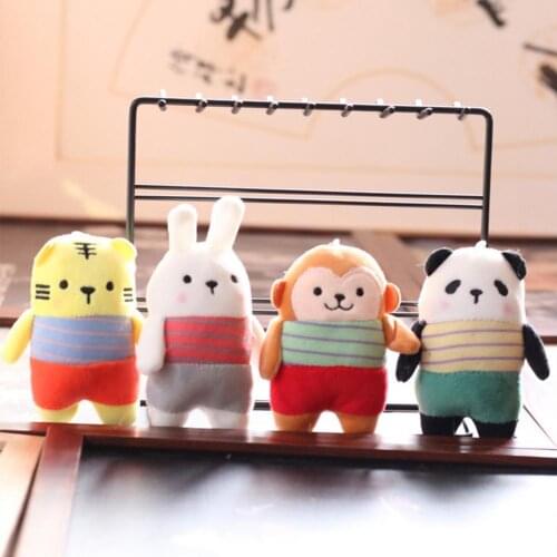 11cm Plush Doll Pendant Lovely Cartoon Style Soft Assorted Stuffed Animal Doll Keychain Backpack Decor for Gift