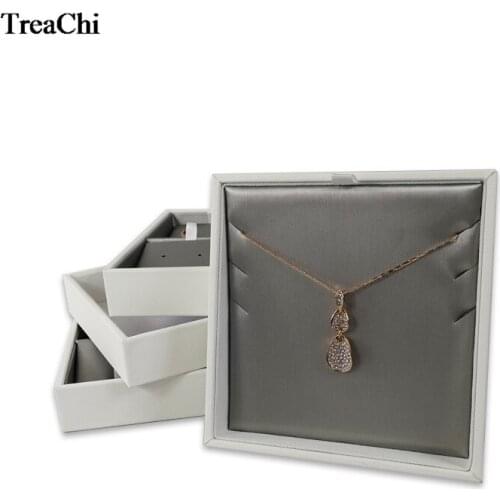 White PU Jewelry Display Tray Grey Portable Earring Necklace Pendant Storage Display Accessorie Bijoux Box Case 6 Style