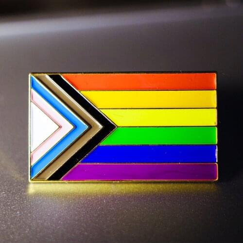 Rainbow Progress Flag LGBT Gay Pride Enamel Brooch Pins Badge Lapel Pin Brooches Jeans Jacket Fashion Jewelry Accessories