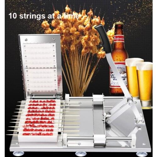 Manual Mutton Kebab Machine BBQ Skewer String Making Machine 10pcs/Batch Meat Skewers Doner Kebab
