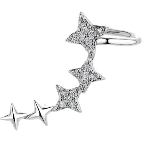 A Girl' 1 Piece Star Earrings Female Simple Temperament Shiny Ear Bone Clip Earrings Accessories Gift