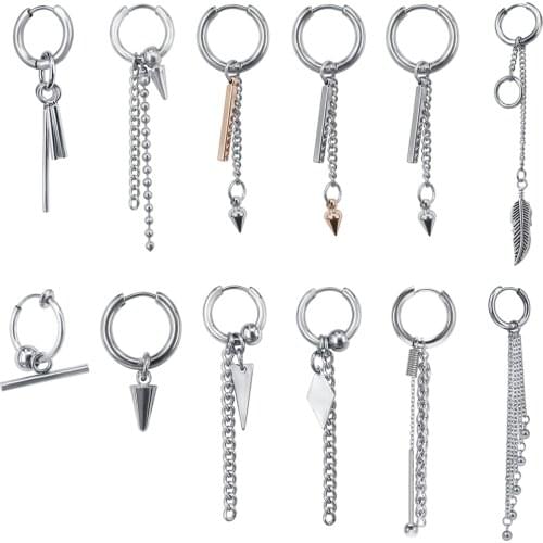 AOEDEJ 2PCS Korean Hoop Earrings for Men Women Stainless Steel Earrings Hip Hop Ear Round Kpop Cricle Earrings Small Rounds