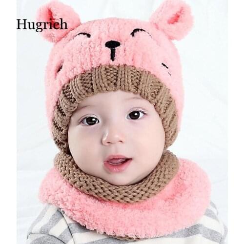Hotest Toddler Infant Baby Girls Boys Warm Hat Winter Hooded Scarf Ear Flap Knitted Cap Cute Gift Suit for 1-3