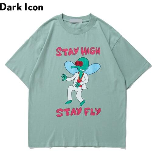 Dark Icon Stay High Stay Fly Interesting Print Men Women Tshirts Summer Crew Neck Hipster T-shirt Cotton Tee Shirts