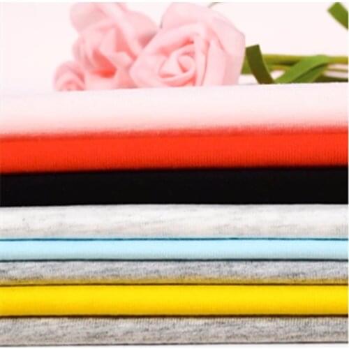 Spring Summer Knitted Spandex Silk Cotton Jersey Fabrics Per Meter Thin Solid Prints High Elastic Tissue Cloth DIY Sewing Handma