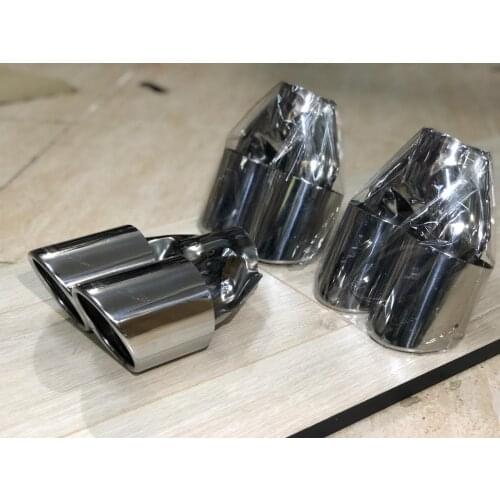 1pair 80 mm Universal Double Exhaust Tip skewed exhaust Exhaust System End Pipe Stainless Steel Car Exhaust Pipe Double Tip