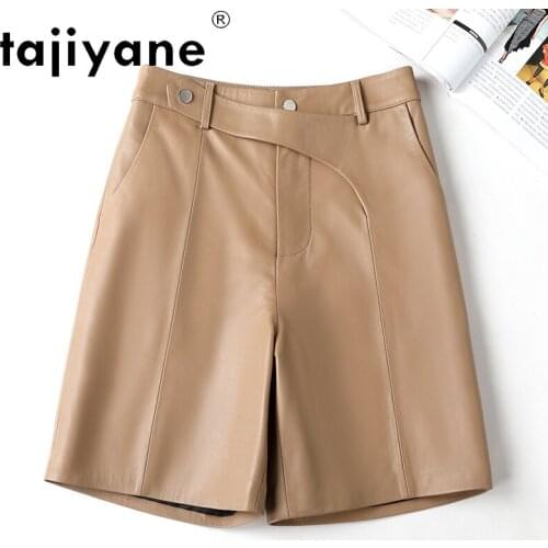 Tajiyane Shorts for Women Genuine Sheepskin High Waist Trousers Woman Cloth Real Sheepskin Shorts Womens Spodenki Damskie TN2459