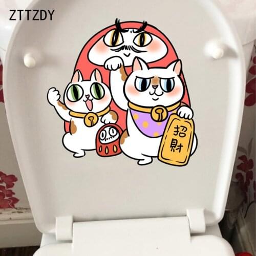 ZTTZDY 21*20.8CM Cartoon Funny Cat Toilet Sticker Children Room Decoration Wall Sticker T3-0014