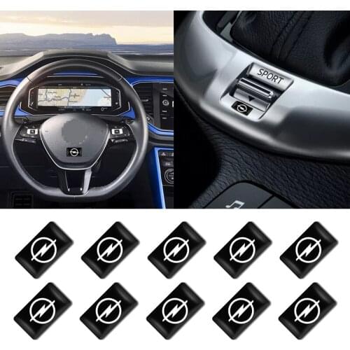 10pcs New Car Style Decorative Badges Steering Wheel Decal Sticker for Opel Astra H G J Insignia Mokka Zafira Corsa Vectra C D