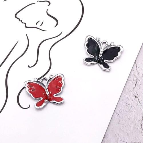 10 pcs/lot Cute Butterfly Enamel Charms Fit Oil Drop Metal Insect Charms Pendant Earring Bracelet Jewelry DIY Accessories YZ227