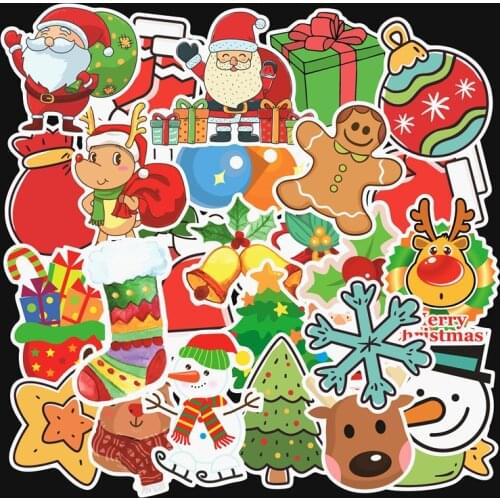 101pcs / Bag Cartoon Christmas Christmas DIY Hand Account Graffiti Car Stationery Gift Trolley Case Sticker Painting Decoration