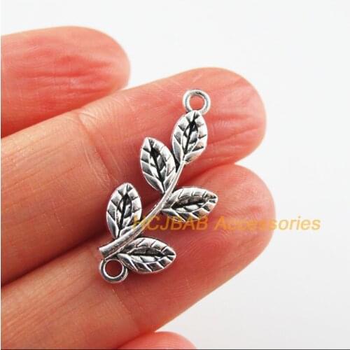 20 New Leaf Charms Plant Connectors Tibetan Silver Color 12x27.5mm