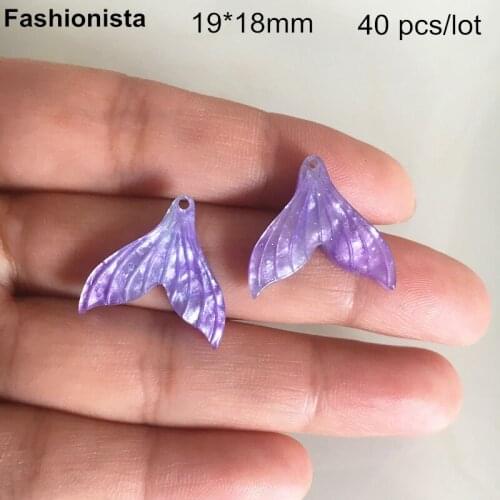 40 pcs -19*18mm Acrylic Mermaid Charms Earrings Necklace Jewelry Supplies Resin Blue Fishtail For DIY Wholesale