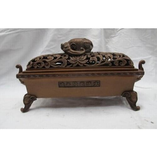 Bi002174 Chinese Royal Pure Purple bronze Elephants auspicious Flowers incense burner