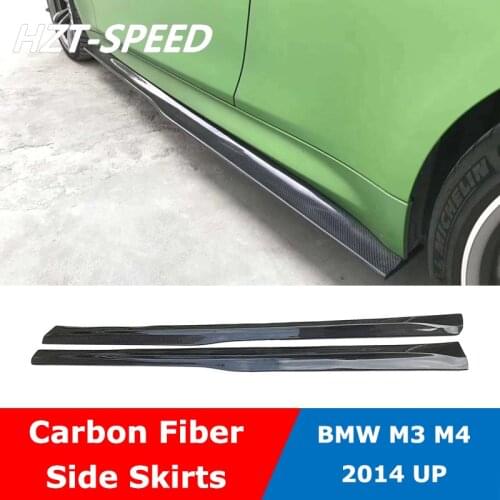 M3 M4 PSM Style Carbon Fiber Door Side Skirts For BMW M3 F80 Sedan M4 F82 Coupe 2014 Up
