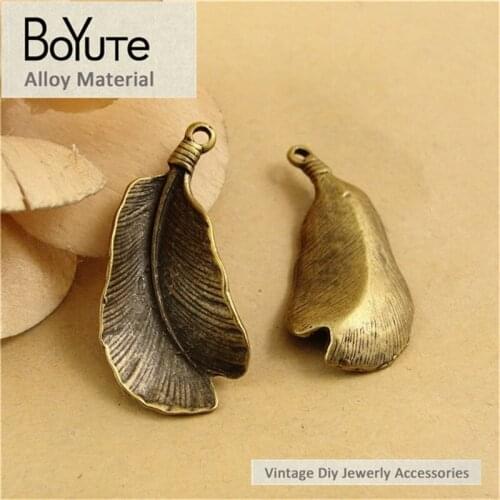 BoYuTe (40 Pieces /lot) 36*18MM Antique Bronze Plated Zinc Alloy Leaf Charms Vintage Diy Jewelry Materials Making