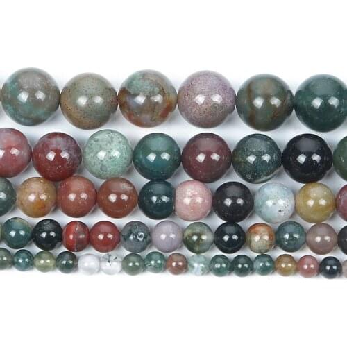 New 4/6/8/10/12mm Smooth Indian Agates Natural Stone Beads For Jewelry Making DIY Loose Spacer Beads Bracelet Necklace Handmade