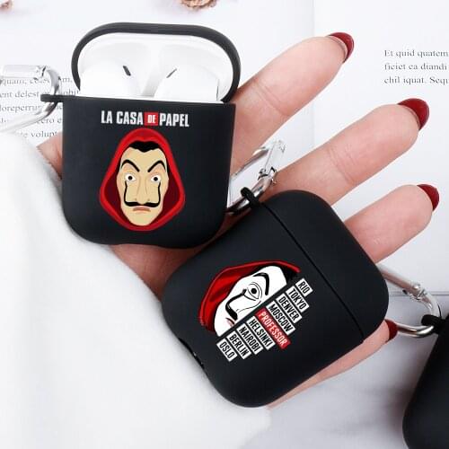 Money Heist Silicone Matte Black Cover For Apple airpods 1 2 Case Wireless Earphone Accessorie For Airpod Cases La Casa De Papel