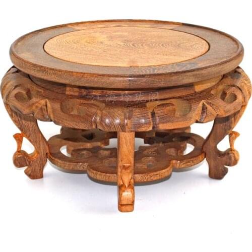 Wood pedestal vase base home decoration black wood real nature color display stand