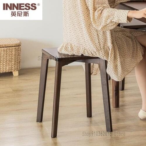 Household Solid Wood High Bench Square Stool Simple Stool High Stool Wooden Stool Makeup Stool Round Stool Dining Table Stool