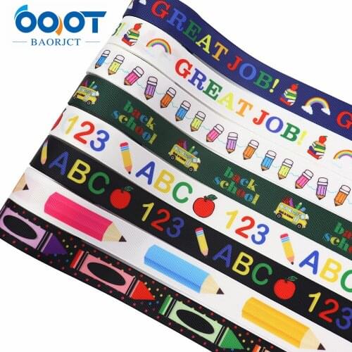 Stationery Series Thermal Transfer Printed Grosgrain Ribbons,22MM 10Yards M-21610-814 Bow Cap DIY Party Gift Packaging Materials