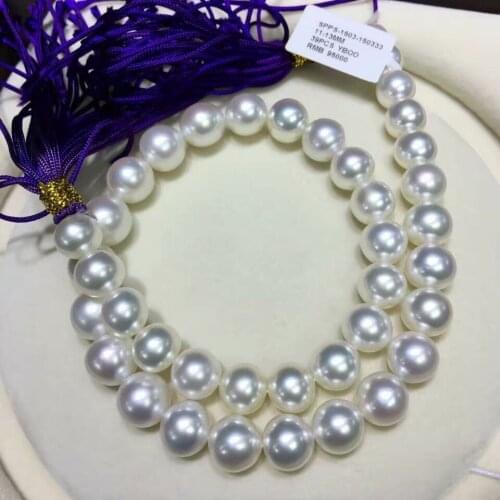 Classic round huge 12-13mm south sea white pearl necklace AAAAAA >Selling jewerly free shipping