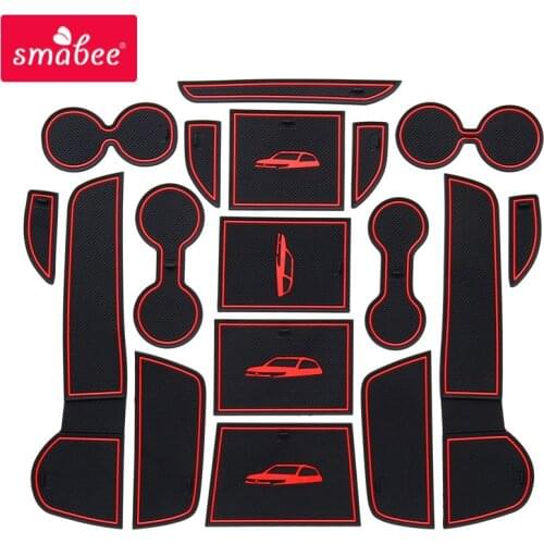 Smabee car Gate slot mats For Mitsubishi Outlander 2013 - 2019 3rd Gen Interior Accessories Door Groove Mat RED WHITE