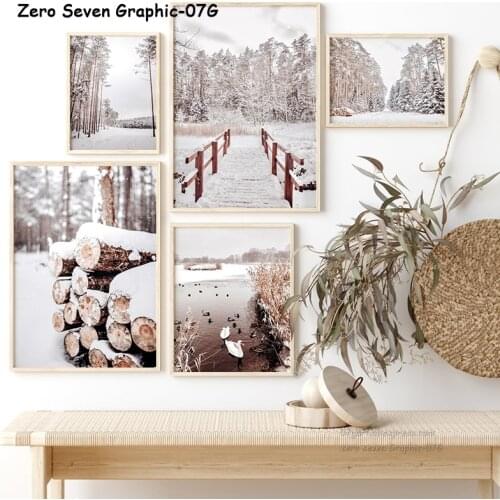 Beautiful White Winter Snow Forest Wall Art Canvas Poster And Print Picture For Modern Living Room Home Decoration